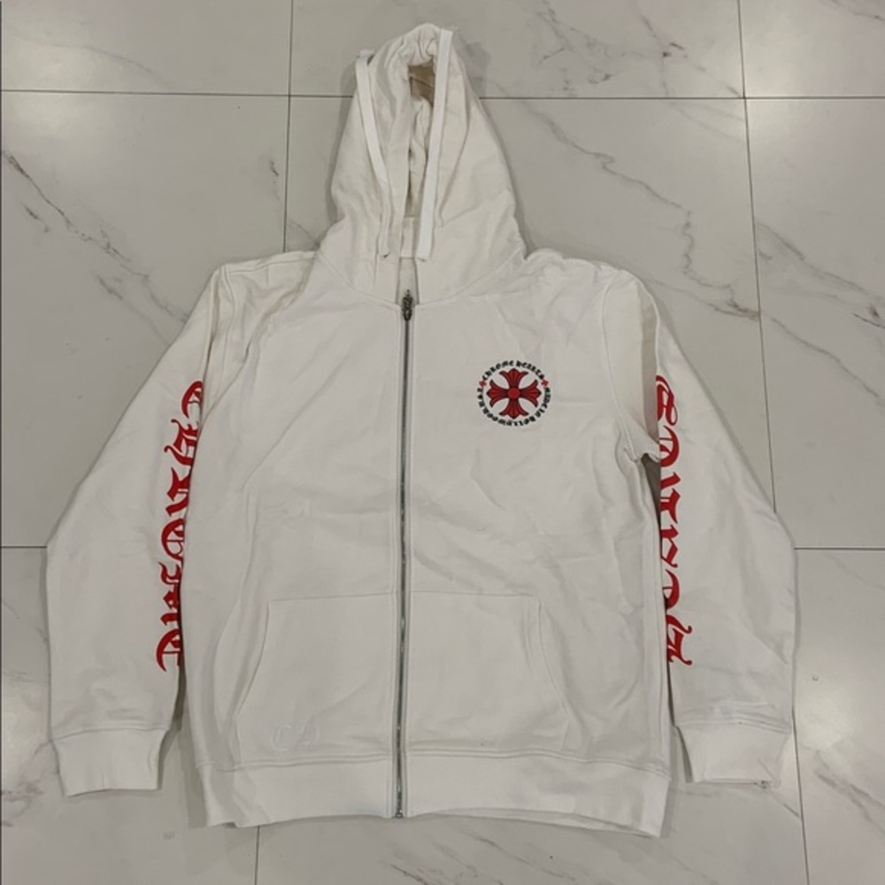 Chrome Hearts White & Red Big Logo Pullover Hoodie Men’s Size Large
